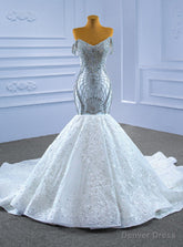 Luxury Hand Work Beading Crystal Appliques Wedding Dress